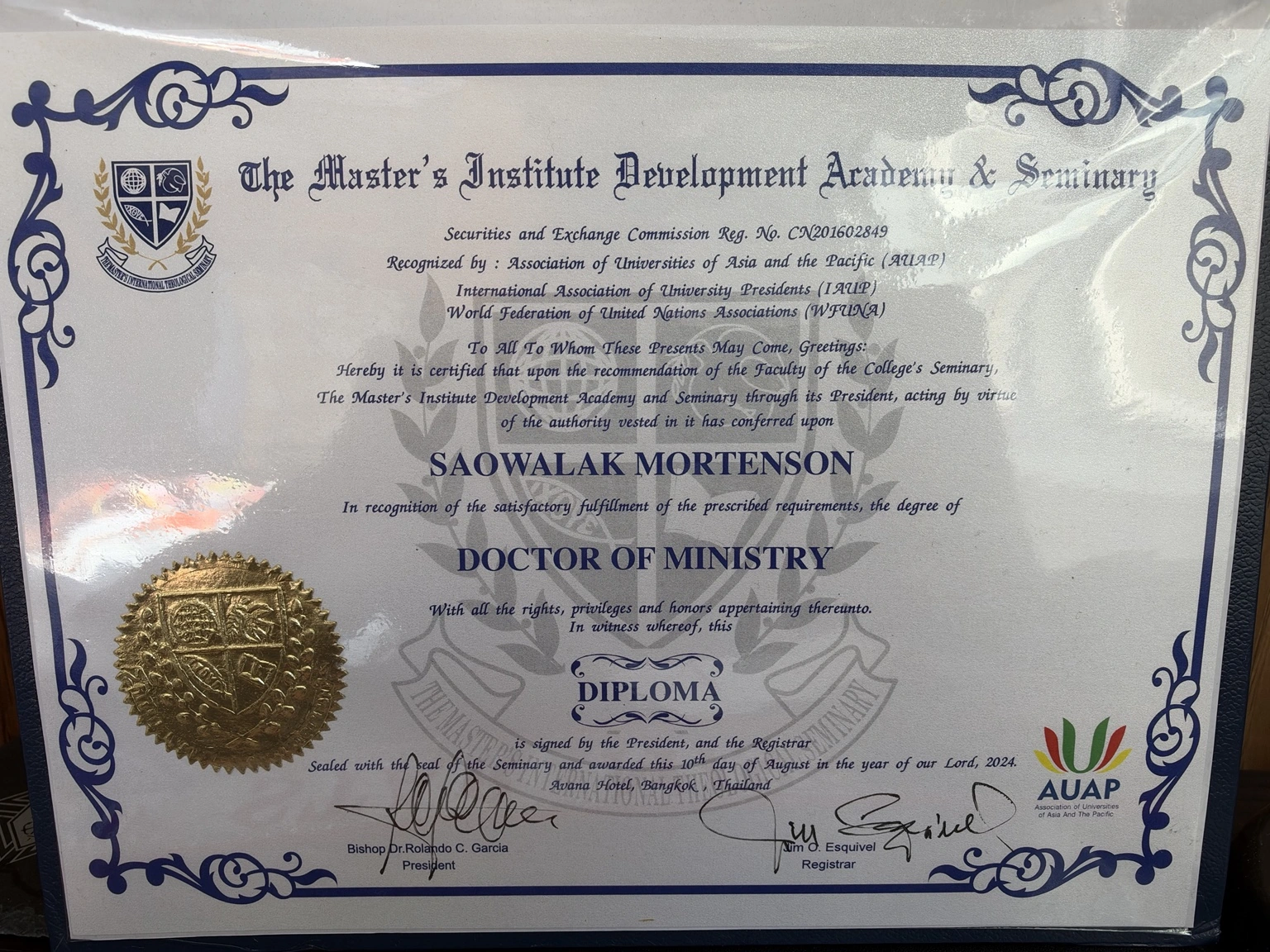 Doctor of Ministry document for Saowalak Mortenson